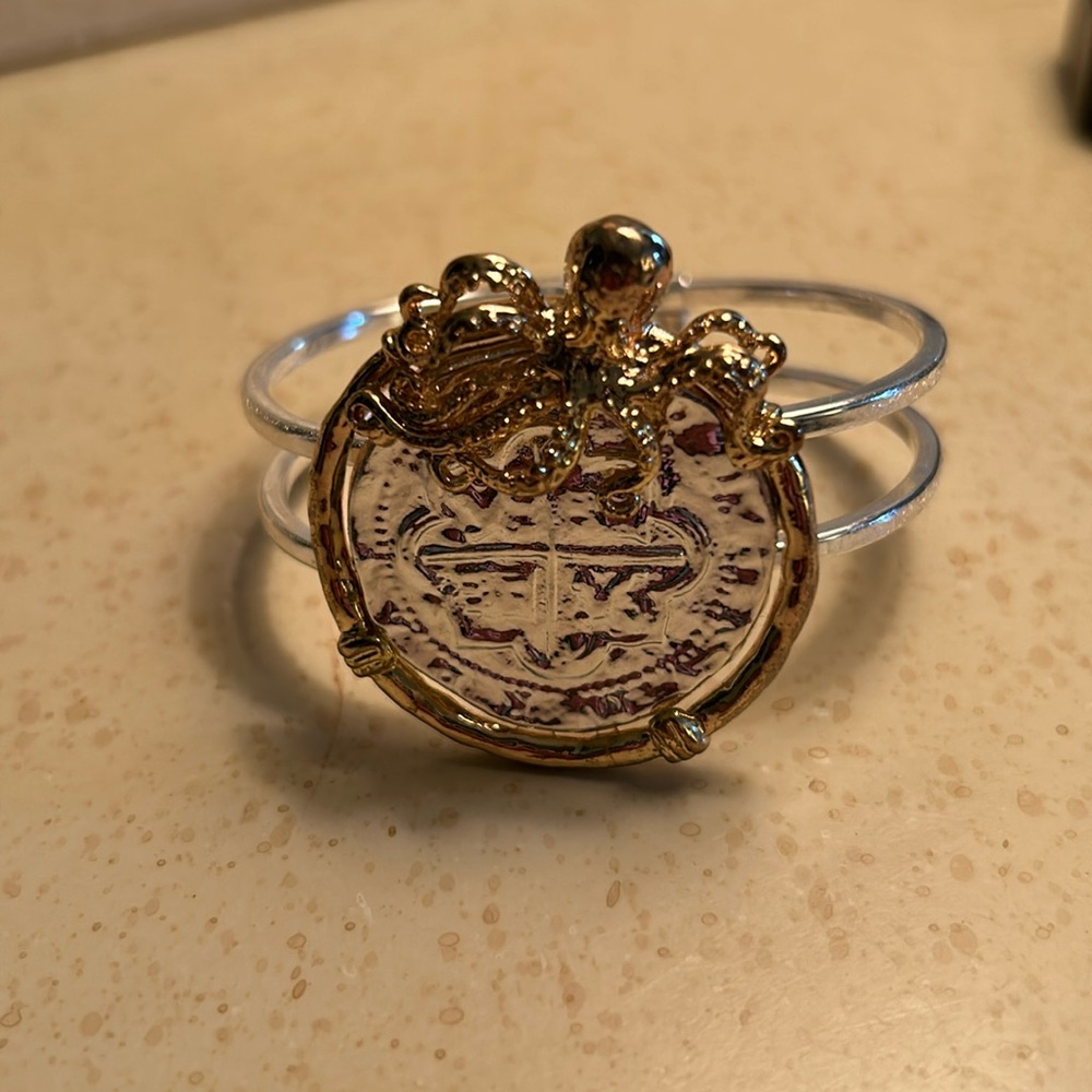 Silver with gold accent beach theme bracelet